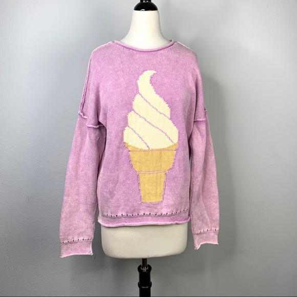 Wildfox Ice Cream Cone Crew Neck Oversized Sweater - Picture 2 of 8
